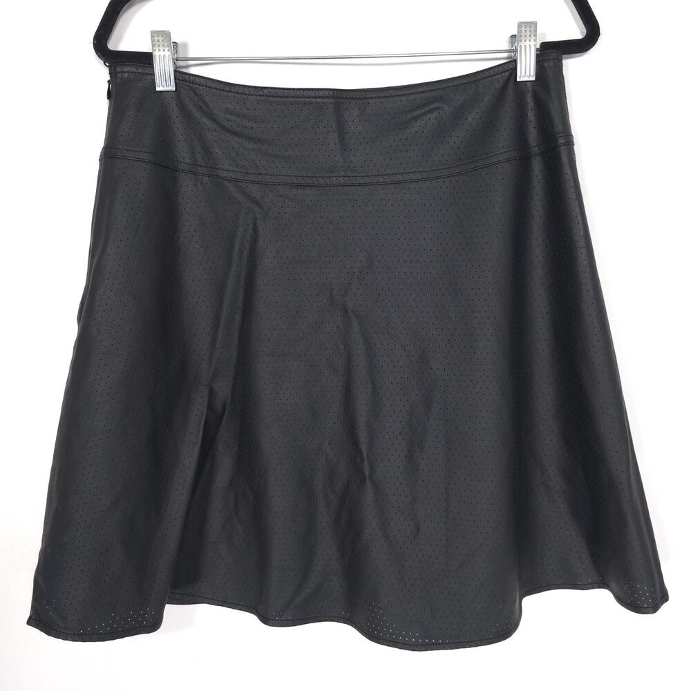 NWOT MARK ZUNINO Skirt Size 10 Black A-Line Mini Perforated Vegan Faux‎ Leather